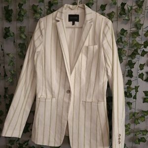 Banana Republic Pastel Neon Lime Stripe Blazer Long and Lean Fit